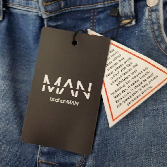 Man Boohoo Super Skinny Distressed Light Blue Jeans - Picture 7 of 13